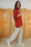 Perfect Layering Ruffle Neck Top Rust