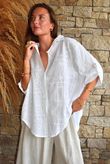 Pia Pillow Cotton Embroidered Tile Classic Shirt White