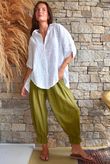 Pia Pillow Cotton Embroidered Tile Classic Shirt White