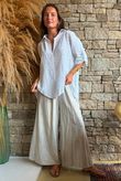 Pia Pillow Cotton Embroidered Tile Classic Shirt White