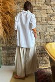 Pia Pillow Cotton Embroidered Tile Classic Shirt White