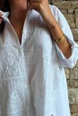 Pia Pillow Cotton Embroidered Tile Classic Shirt White