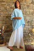 Pia Pillow Cotton Oversized Pop Over Blouse Sky