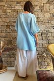 Pia Pillow Cotton Oversized Pop Over Blouse Sky
