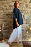 Pia Pillow Cotton Oversized Pop Over Blouse Navy