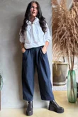 Pin Stripe Bennie Magic 7/8 Dart Barrel Pant Navy
