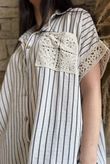 Pinstripe Crochet Pocket Shirt /84