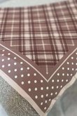 Plaid & Polka Border Triangle Silk Neckerchief Almond