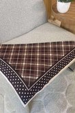Plaid & Polka Border Triangle Silk Neckerchief Brown