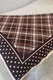 Plaid & Polka Border Triangle Silk Neckerchief Brown