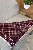 Plaid & Polka Border Triangle Silk Neckerchief Burgundy