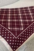 Plaid & Polka Border Triangle Silk Neckerchief Burgundy