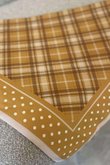 Plaid & Polka Border Triangle Silk Neckerchief Dijon