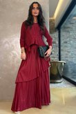 Presley Pleats Top & Skirt Set Burgundy /30/30=