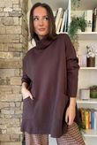 Purdy Roll Neck Luxury Blanket Knit Chocolate