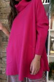 Purdy Roll Neck Luxury Blanket Knit Hot Pink