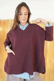 Purdy V Neck Luxury Blanket Knit Burgundy