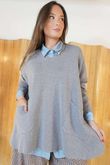 Purdy V Neck Luxury Blanket Knit Grey Marl