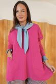 Purdy V Neck Luxury Blanket Knit Hot Pink