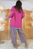Purdy V Neck Luxury Blanket Knit Hot Pink