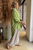 Pure Cotton Raggy Heart High Low Shirt Lime