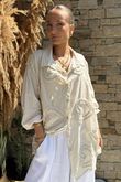 Pure Cotton Raggy Heart High Low Shirt Stone /10 =