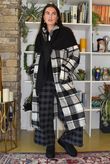 Ralphie Plaid Belted Blanket Coat Black