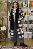Ralphie Plaid Belted Blanket Coat Black