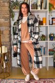 Ralphie Plaid Belted Blanket Coat Black