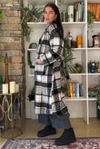 Ralphie Plaid Belted Blanket Coat Black