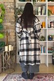 Ralphie Plaid Belted Blanket Coat Black