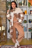 Ralphie Plaid Belted Blanket Coat Camel