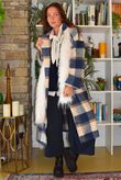 Ralphie Plaid Belted Blanket Coat Navy