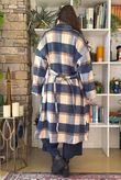 Ralphie Plaid Belted Blanket Coat Navy