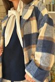Ralphie Plaid Belted Blanket Coat Navy