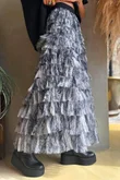 Ramone Marble Mesh Midaxi Skirt Black