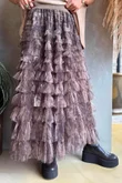 Ramone Marble Mesh Midaxi Skirt Earth