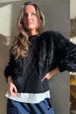 Rhona Country Shaggy Knit Jumper Black /10=