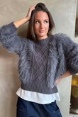 Rhona Country Shaggy Knit Jumper Slate /10=