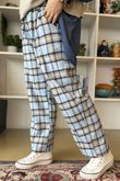 Rhona Plaid Brushed Cotton Kick Pant Blue - 