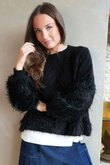 Rhona Town Shaggy Knit Jumper Black /15=