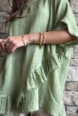 Rustic Nature Bubble Cotton Raw Frill Top Washed Lawn