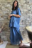 Rustic Nature Bubble Cotton Raw Frill Top Washed Denim