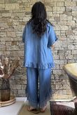 Rustic Nature Bubble Cotton Raw Frill Top Washed Denim