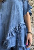 Rustic Nature Bubble Cotton Raw Frill Top Washed Denim