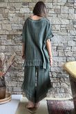 Rustic Nature Bubble Cotton Raw Frill Top Washed Moss