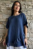Rustic Nature Bubble Cotton Raw Frill Top Washed Navy
