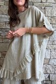 Rustic Nature Bubble Cotton Raw Frill Top Washed Oat