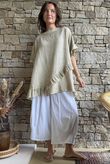 Rustic Nature Bubble Cotton Raw Frill Top Washed Oat