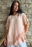 Rustic Nature Bubble Cotton Raw Frill Top Washed Peachy Nude